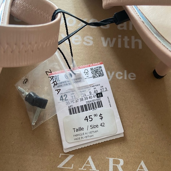 Zara white and nude kitten heel slingbacks size 42 - Picture 5 of 8